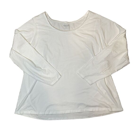 Lands' End Women's Top 2X White Long Sleeve Tee Shaped Fit 20W-22W Cotton Modal - Picture 1 of 7